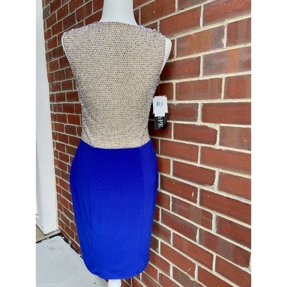 𝅺nwt Xscape Blue Beaded Evening Gown Size 4 - Picture 5 of 9